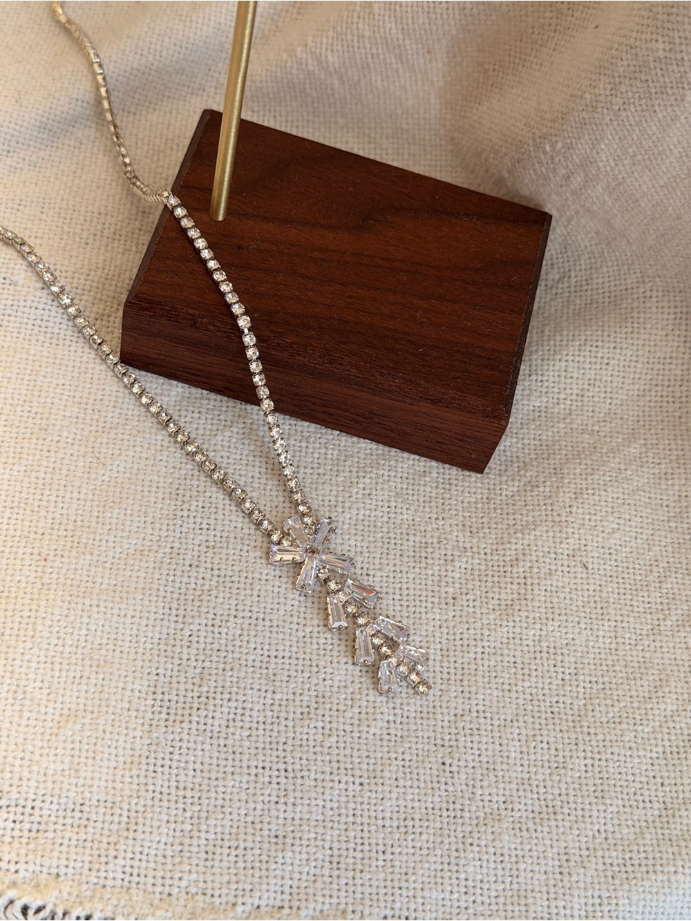 Crystal Drop Earrings and Necklace Set CZ - Prom Jewelry - Picture 4 of 6